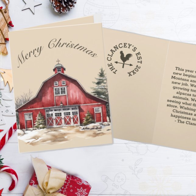 Farmhouse Country Christmas Custom Message Holiday Card (Creator Uploaded)