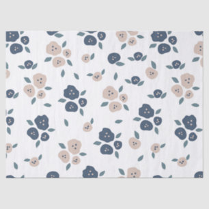 Farmhouse Country Floral Blue Tan Rustic Tissue Paper