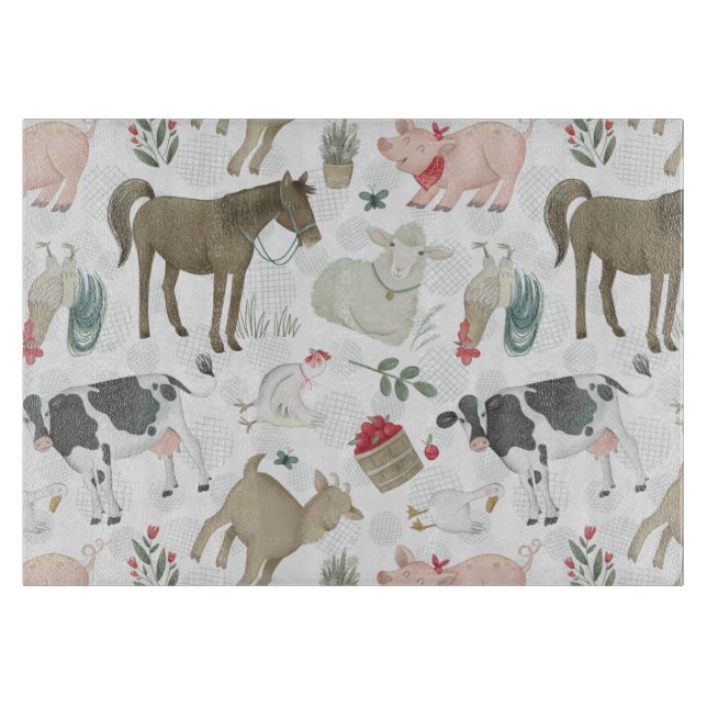 Farmhouse Country Rustic Animals Home Decor Cutting Board (Front)