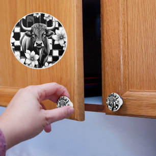 Farmhouse Cow Ceramic Knob