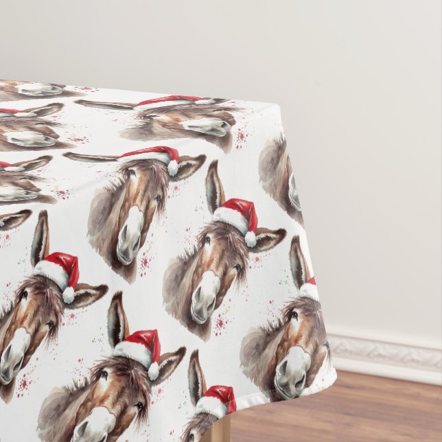 Farmhouse Donkey Christmas Tablescape Tablecloth (In Situ)