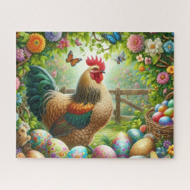 Farmhouse Easter Rooster Jigsaw Puzzle (Horizontal)