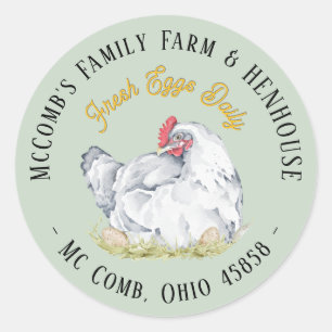 Farmhouse Egg Carton Label Hen with Eggs