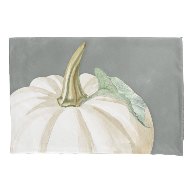 Farmhouse fall white pumpkin pillowcase (Front)