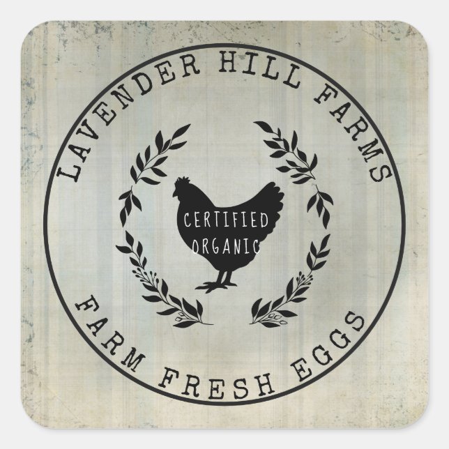 Farmhouse Farm Fresh Eggs Chicken Egg Carton  Square Sticker (Front)