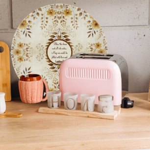 Farmhouse Floral Customisable Round Cutting Board