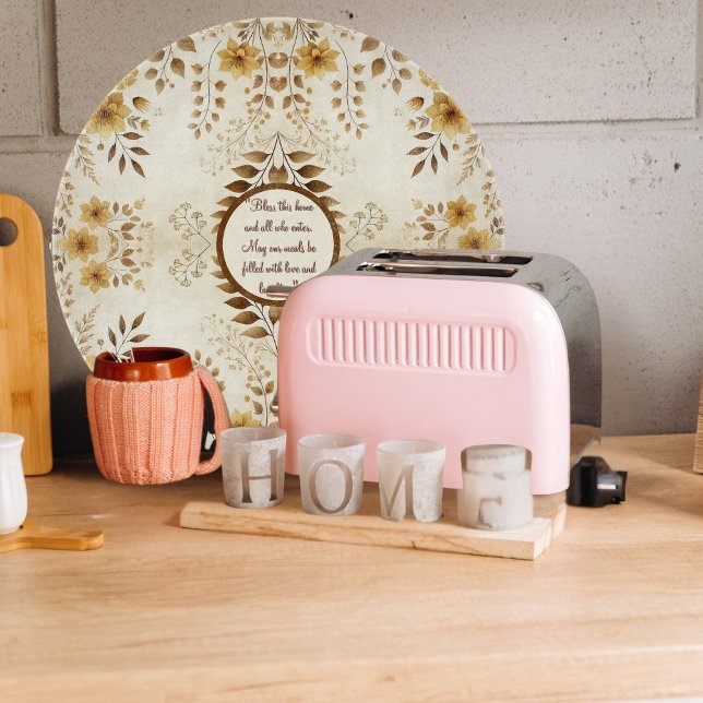 Farmhouse Floral Customisable Round Cutting Board (Creator Uploaded)