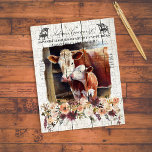 Farmhouse Floral Hereford Cows Jigsaw Puzzle<br><div class="desc">Cute,  Hereford cow and her calf behind a peach and wine floral bouquet.  Farmhouse country,  vintage,  victorian,  lettering signage on a worn,  white,  wooden board background.  Perfect for a rustic farmhouse or french country vibe,  especially doing a jigsaw puzzle.</div>