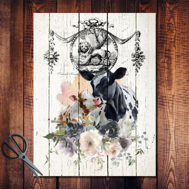 Farmhouse Floral Holstein Cows Tissue Paper (Creator Uploaded)