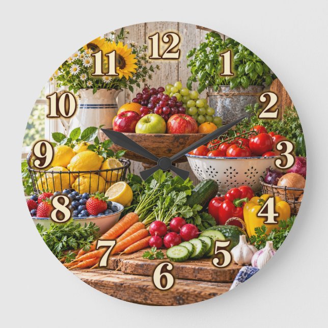 Farmhouse Fresh Fruits & Vegetables Clock (Front)