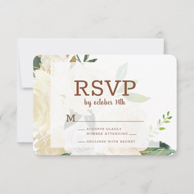 Farmhouse Fresh Rustic Country Floral Watercolor RSVP Card (Front)