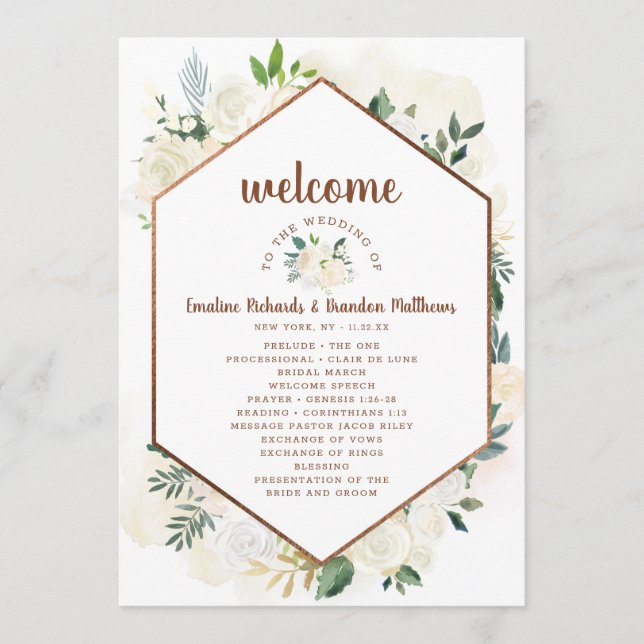 Farmhouse Fresh Rustic Country Wedding Ceremony Programme (Front)