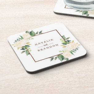 Farmhouse Fresh Rustic Country Wedding Monogram Coaster
