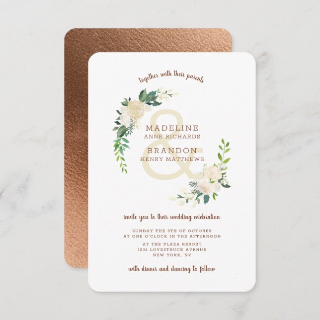 Farmhouse Fresh Rustic Country Wreath Wedding Invitation (Front/Back)