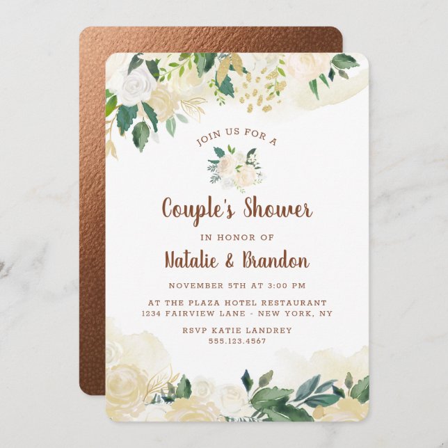 Farmhouse Fresh Rustic Couple's Wedding Shower Invitation (Front/Back)
