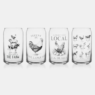 Farmhouse Funny Sarcastic Animal Drinkware Set Can Glass