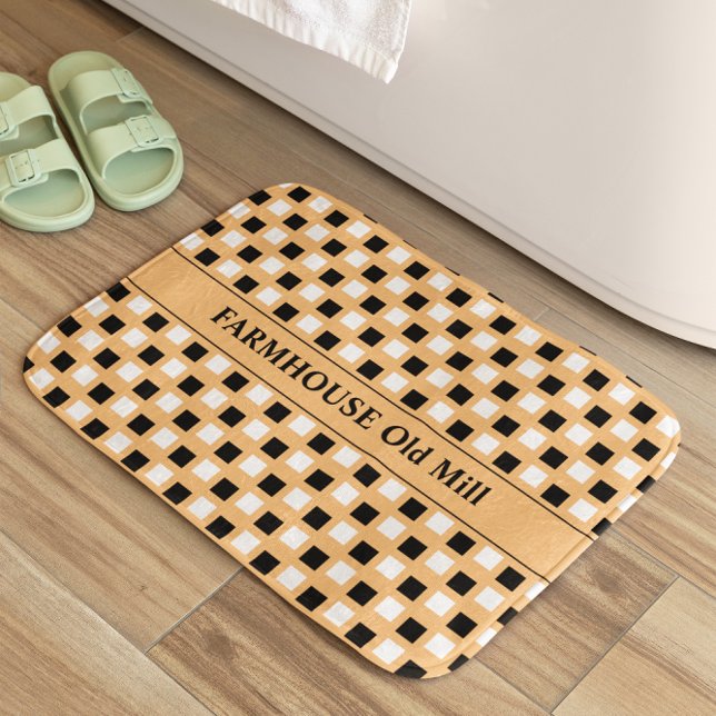 Farmhouse Geometric Clay Black  Bath Mat (Creator Uploaded)