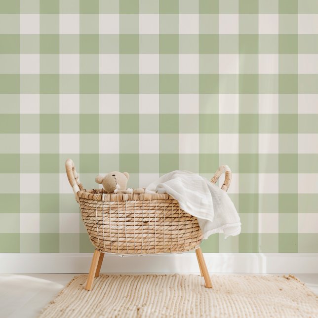 Farmhouse Gingham Sage Green Wallpaper (Creator Uploaded)