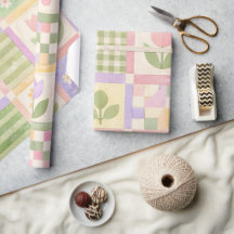 Farmhouse Girly Pastel Pink Green Quilt Patchwork