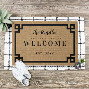 Farmhouse Greek Key Family Monogram Doormat
