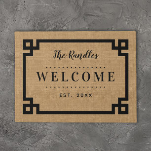 Farmhouse Greek Key Family Monogram Doormat