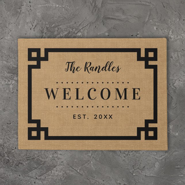 Farmhouse Greek Key Family Monogram Doormat (Creator Uploaded)