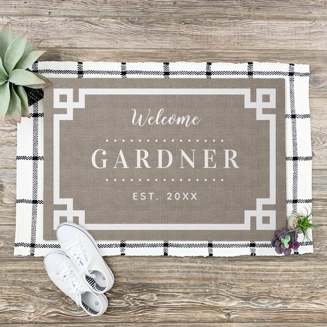 Farmhouse Greek Key Family Monogram Doormat (Creator Uploaded)