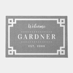 Farmhouse Greek Key Family Monogram Doormat