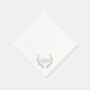 Farmhouse Greenery   Custom Name Wedding Napkin