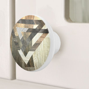 Farmhouse Grey Barn Wood Pattern Western Country Ceramic Knob