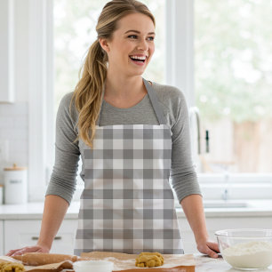 Farmhouse Grey Buffalo Check Plaid Rustic Apron