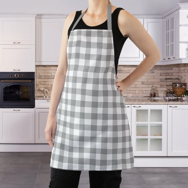 Farmhouse Grey Buffalo Check Plaid Rustic Apron (Creator Uploaded)