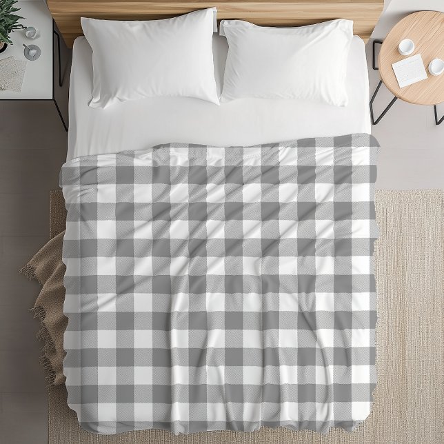 Farmhouse Grey Buffalo Check Plaid Rustic Fleece Blanket (Creator Uploaded)