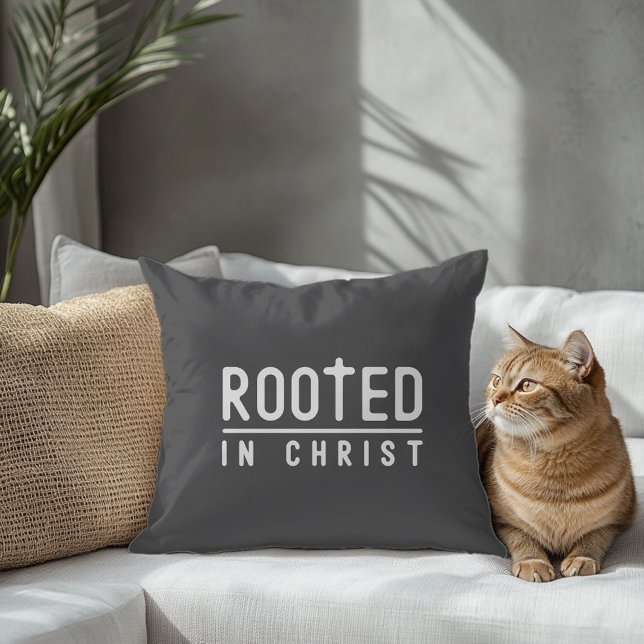 Farmhouse Grey Christian Throw Pillow (Creator Uploaded)