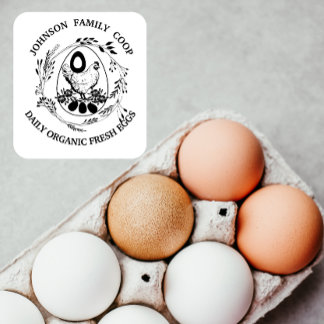 Farmhouse Hen Family Farm Organic Fresh Eggs Logo Rubber Stamp