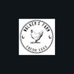 Farmhouse Hen | Personalized Egg  Rubber Stamp<br><div class="desc">Vintage Classical ⎢ Personalized Egg Stamp
This wood art stamp is the perfect addition for your homestead or family farm! Featuring a rustic hand-drawn chicken with eggs and branches</div>