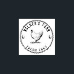 Farmhouse Hen | Personalized Egg  Rubber Stamp<br><div class="desc">Vintage Classical ⎢ Personalized Egg Stamp
This wood art stamp is the perfect addition for your homestead or family farm! Featuring a rustic hand-drawn chicken with eggs and branches</div>