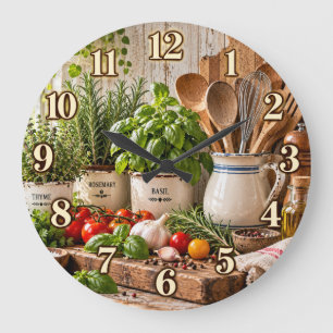 Farmhouse Herb Garden Kitchen Clock