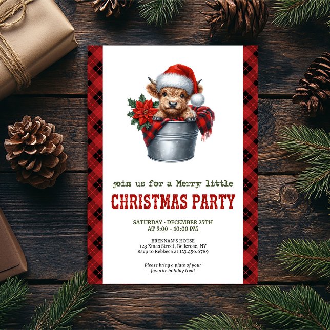 Farmhouse highland cow Christmas holiday invite (Farmhouse highland cow Christmas holiday invite)