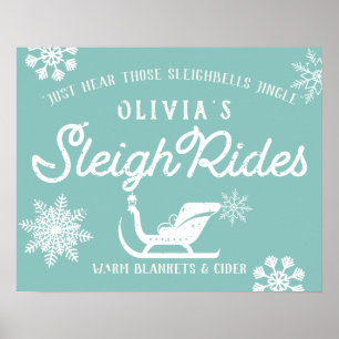 Farmhouse Holiday Sleigh Rides Custom Family Poster