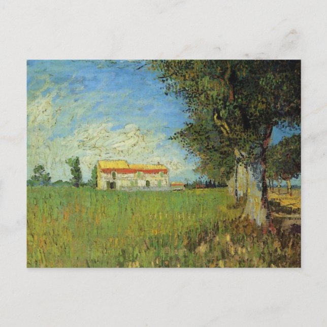 Farmhouse in a Wheat Field, Vincent van Gogh Postcard (Front)