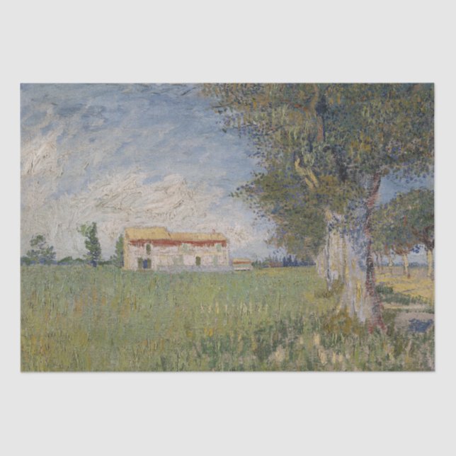 Farmhouse in a Wheatfield by Vincent Van Gogh Tissue Paper (Front)