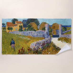 Farmhouse in Provence (1888) by Vincent Van Gogh Beach Towel