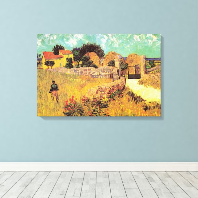 Farmhouse in Provence by Vincent van Gogh Canvas Print (Insitu(Wood Floor))