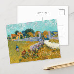 Farmhouse in Provence | Vincent van Gogh Postcard<br><div class="desc">Farmhouse in Provence (1888) by Dutch post-impressionist artist Vincent Van Gogh. Original artwork is an oil on canvas landscape painting in vibrant golden yellows and aqua blue shades.

Use the design tools to add custom text or personalise the image.</div>