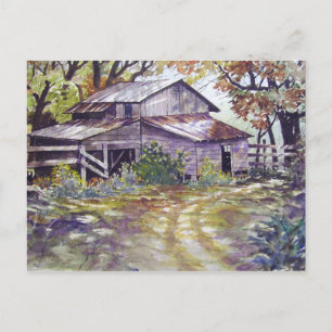 Farmhouse in the woods- postcard