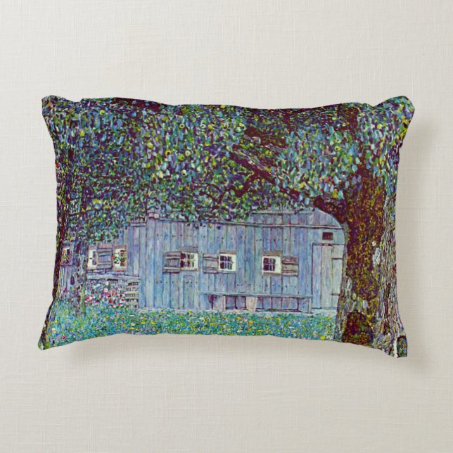 Farmhouse in Upper Austria by Gustav Klimt Decorative Cushion (Back)
