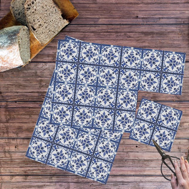 Farmhouse Kitchen Country Style Blue on White Tile Tissue Paper (Creator Uploaded)