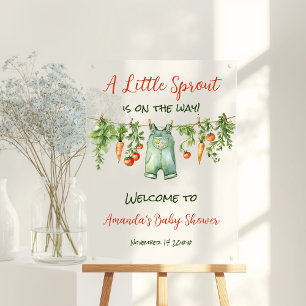 Farmhouse Little Sprout Clothesline Baby Shower Acrylic Sign