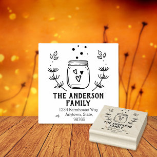 Farmhouse Mason Jar Return Address Rubber Stamp